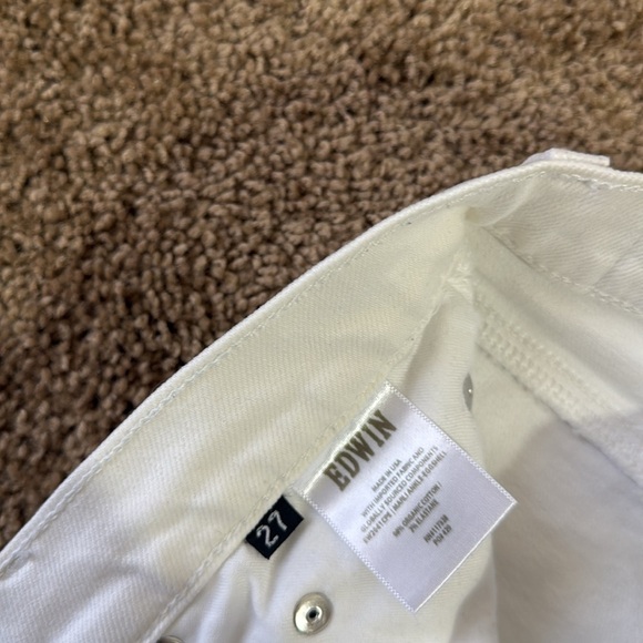 Edwin Marli Wide Leg Ankle Jeans in Eggshell White - Picture 10 of 16
